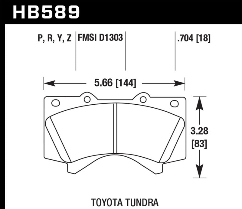 Hawk HB589P.704 08-10 Toyota Land Cruiser / 07-10 Tundra Super Duty Street Front Brake Pads