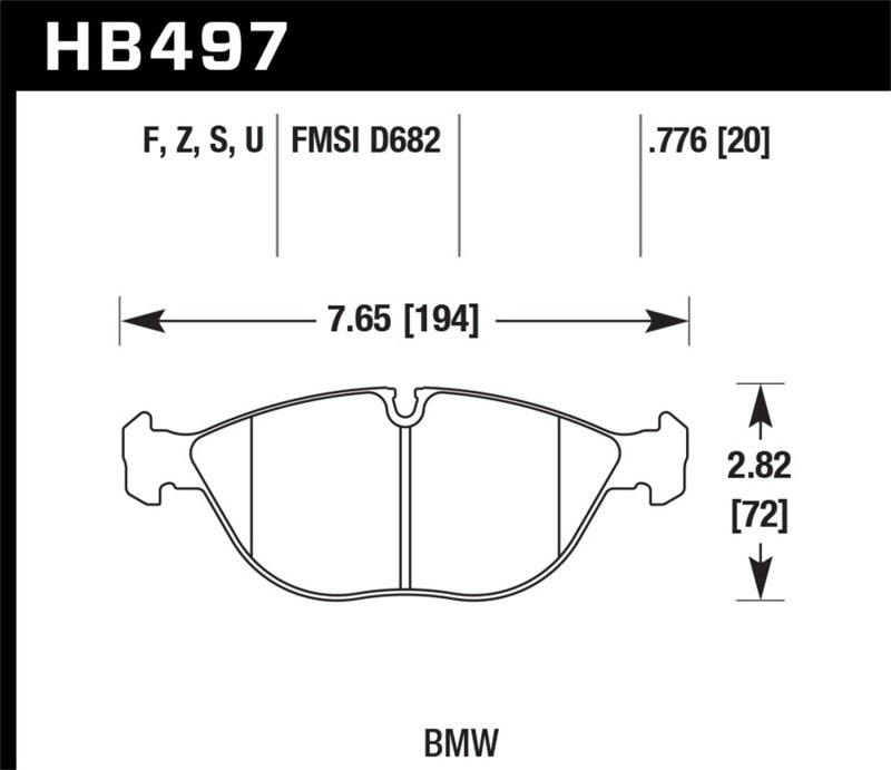 Hawk HB497D.776 95-01 BMW 750iL 5.4L Base Front ER-1 Brake Pads