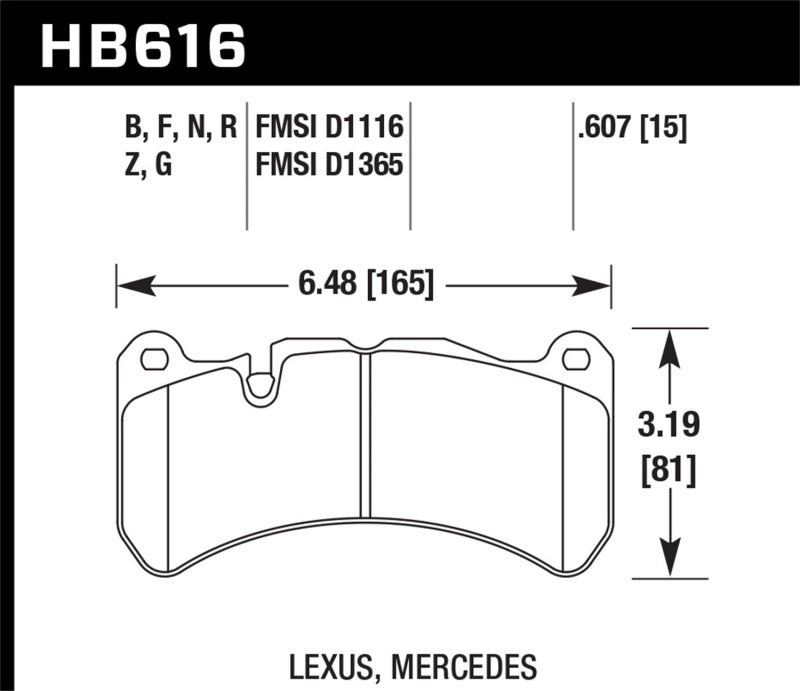 Hawk 08-11 Lexus IS-F / 05-06 M Benz CLK55 AMG / 07-08 CLK63 AMG DTC-60 Plaquettes de frein avant de course