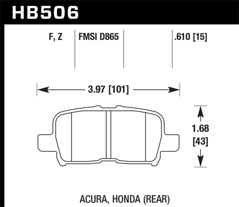 Plaquettes de frein arrière Hawk Honda Odyssey HPS Street