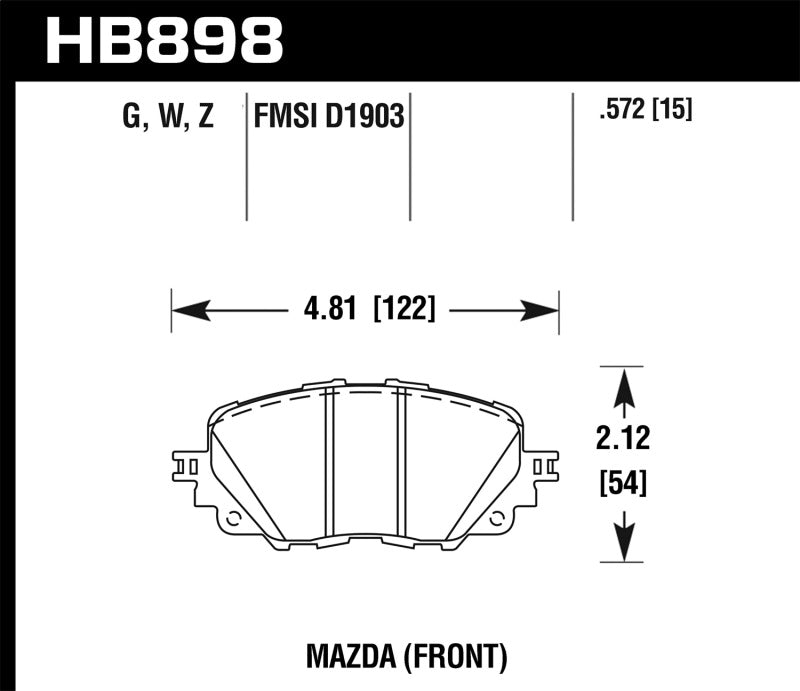 Hawk 17-19 Fiat 124 Spider HPS 5.0 Plaquettes de frein avant