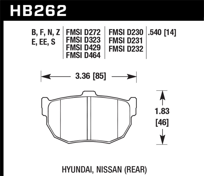 Hawk 89-97 Nissan 240SX SE HPS Street Plaquettes de frein arrière